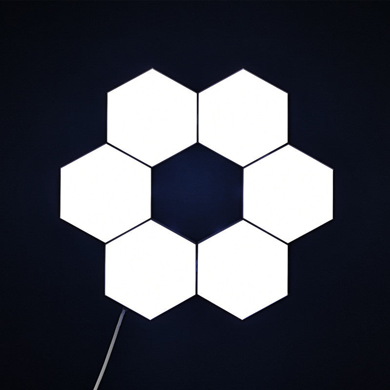 Compatible with Apple, Wireless Smart Phone Controlled LED Modular Honeycomb Light DIY Assembly Hexagonal Quantum Light Working With Android IOS System